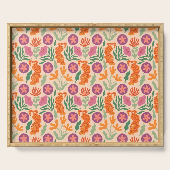 Whimsical and Fierce! // Tiger Pattern Serving Tray Gallery Image 1
