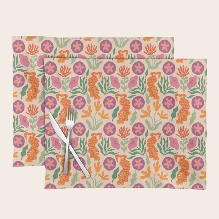 Whimsical and Fierce! // Tiger Pattern Placemat Gallery Image 1