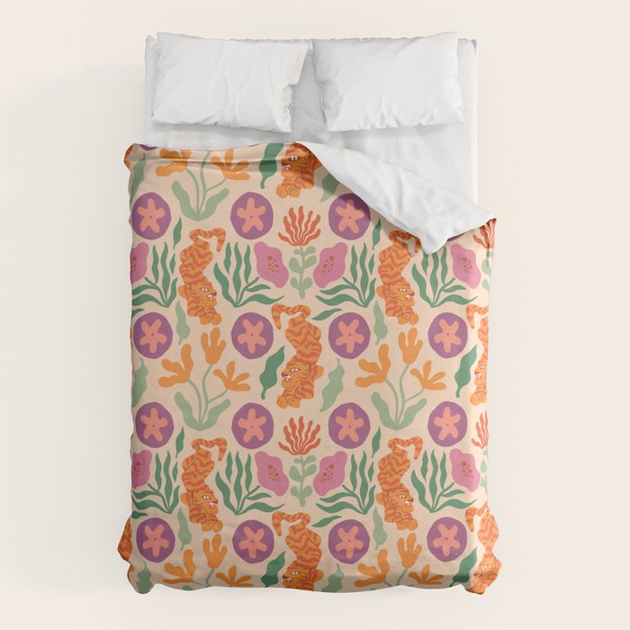Whimsical and Fierce! // Tiger Pattern Duvet Cover Gallery Image 1