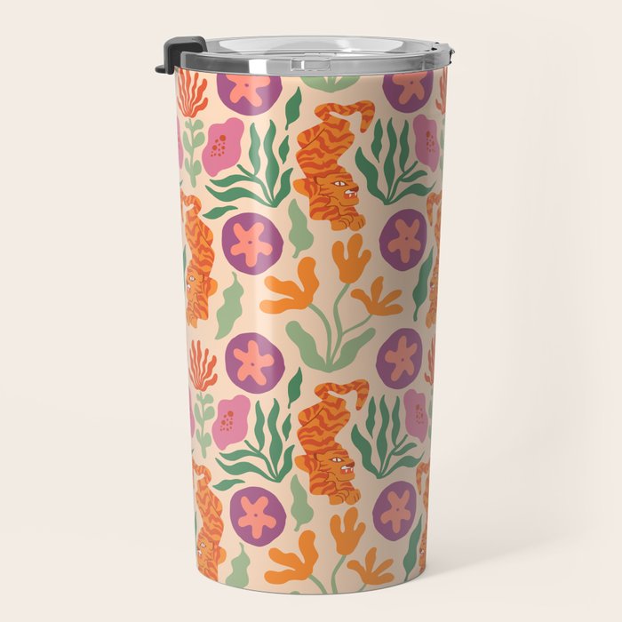 Whimsical and Fierce! // Tiger Pattern Travel Mug Gallery Image 3