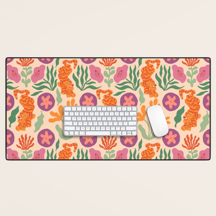 Whimsical and Fierce! // Tiger Pattern Desk Mat Gallery Image 1