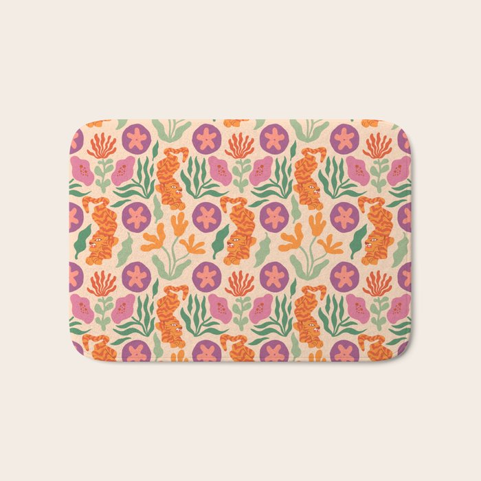 Whimsical and Fierce! // Tiger Pattern Bath Mat Gallery Image 1