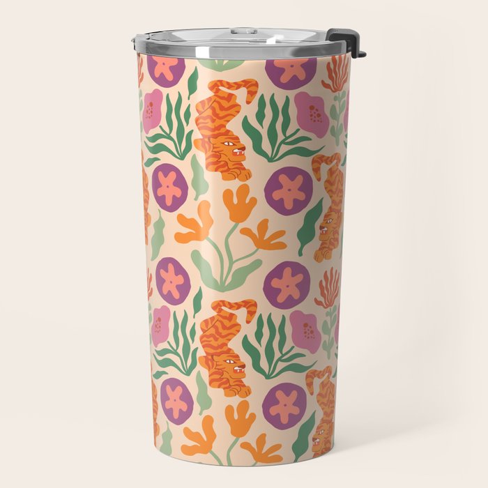 Whimsical and Fierce! // Tiger Pattern Travel Mug Gallery Image 2