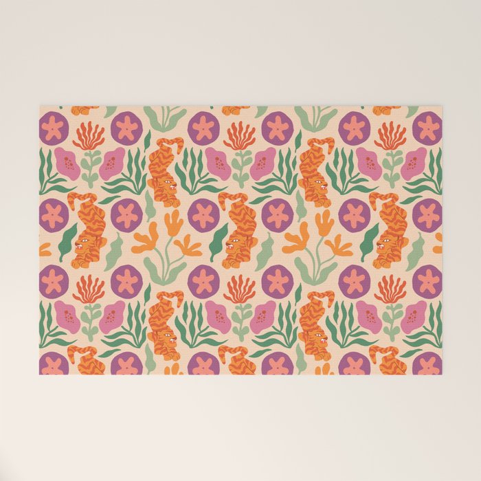 Whimsical and Fierce! // Tiger Pattern Welcome Mat Gallery Image 1