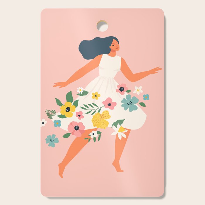 Dancing woman with flowers Cutting Board Gallery Image 1