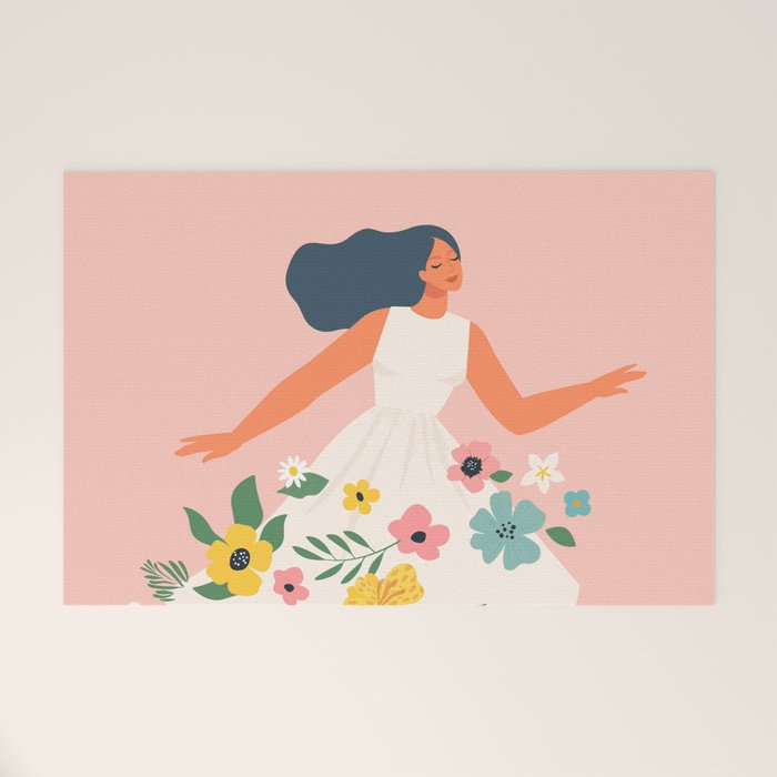 Dancing woman with flowers Welcome Mat Gallery Image 1