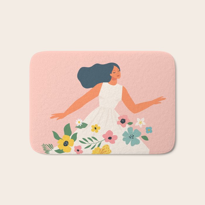 Dancing woman with flowers Bath Mat Gallery Image 1