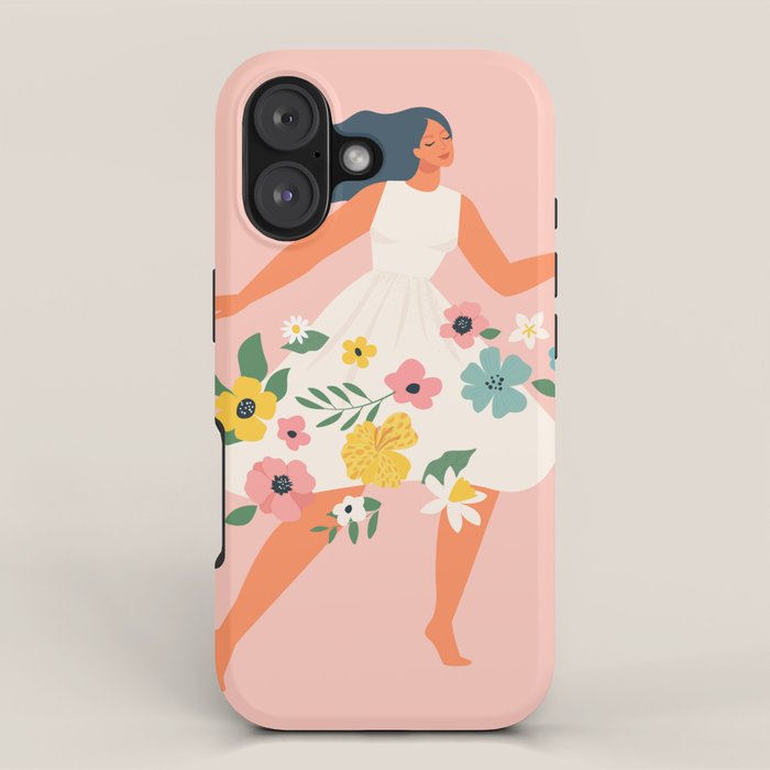 Dancing woman with flowers iPhone Case Gallery Image 1