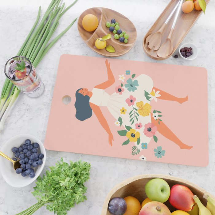 Dancing woman with flowers Cutting Board Gallery Image 2