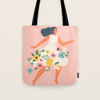 Dancing woman with flowers Tote Bag Gallery Image 1