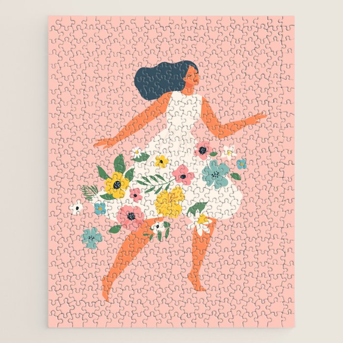 Dancing woman with flowers Jigsaw Puzzle Gallery Image 1