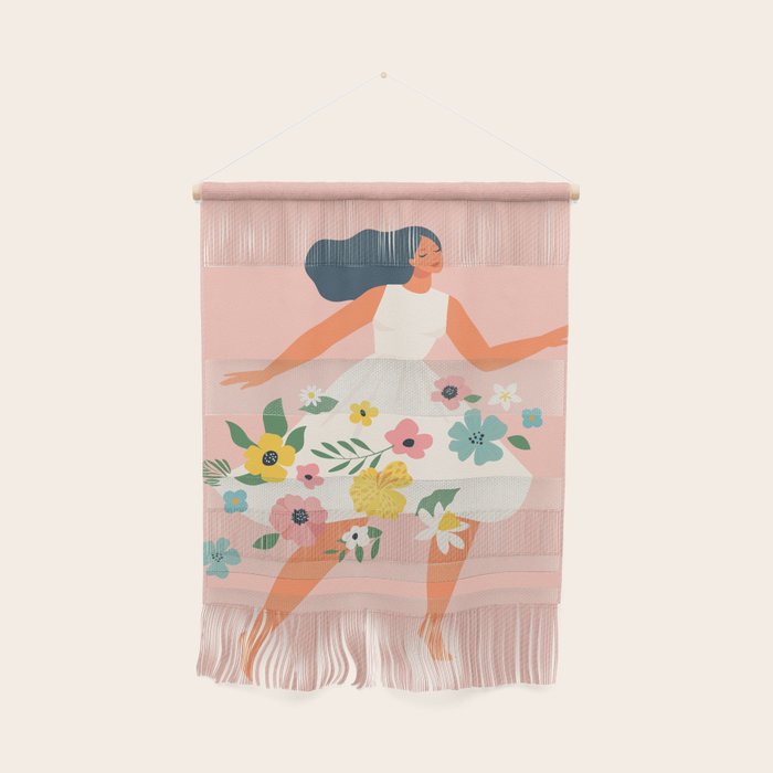 Dancing woman with flowers Wall Hanging Gallery Image 1