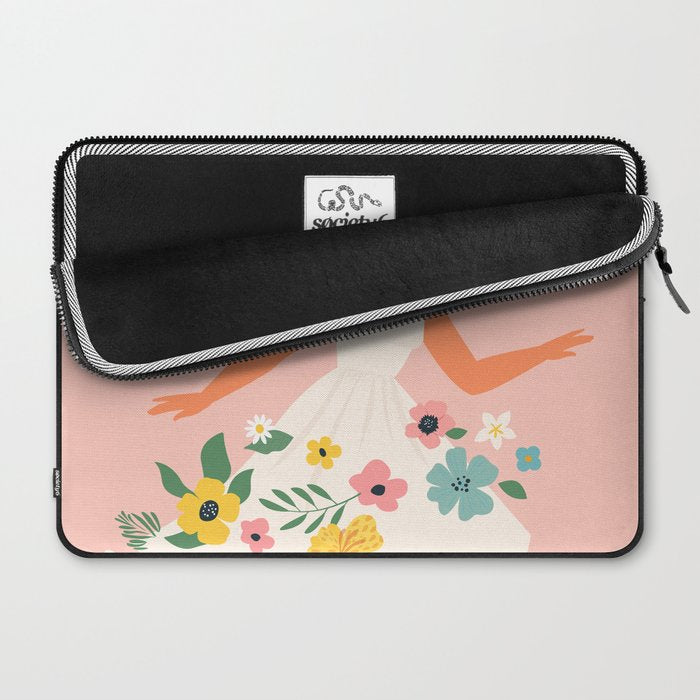 Dancing woman with flowers Laptop Sleeve Gallery Image 2