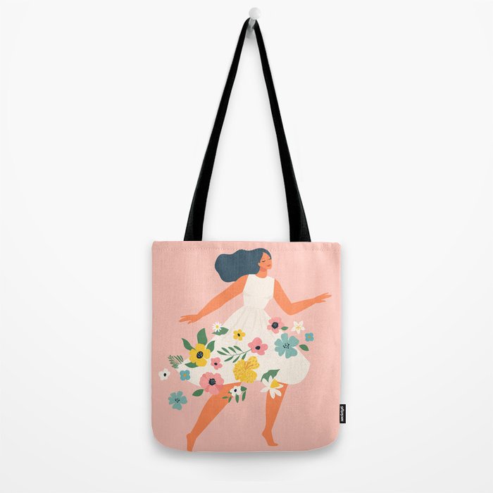 Dancing woman with flowers Tote Bag Gallery Image 2