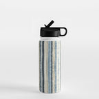 Distressed Blue and White Watercolor Stripe Water Bottle Gallery Image 1