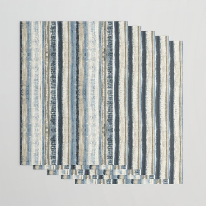 Distressed Blue and White Watercolor Stripe Wrapping Paper Gallery Image 3