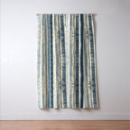 Distressed Blue and White Watercolor Stripe Window Curtain Gallery Image 3