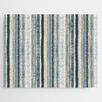Distressed Blue and White Watercolor Stripe Jigsaw Puzzle Gallery Image 1