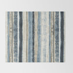 Distressed Blue and White Watercolor Stripe Throw Blanket Gallery Image 2