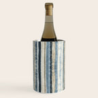 Distressed Blue and White Watercolor Stripe Wine Chiller Gallery Image 1