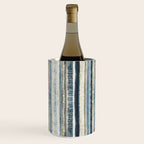Distressed Blue and White Watercolor Stripe Wine Chiller Gallery Image 3