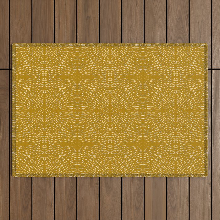 Celestial Stars Art, Mustard Yellow, Boho Wall Art Outdoor Rug Gallery Image 1