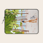 The Happy Spots, Dalmatian Dog Pets, Bohemian Woman Beach Tropical Palm Fashion Illustration Laptop Sleeve Gallery Image 1