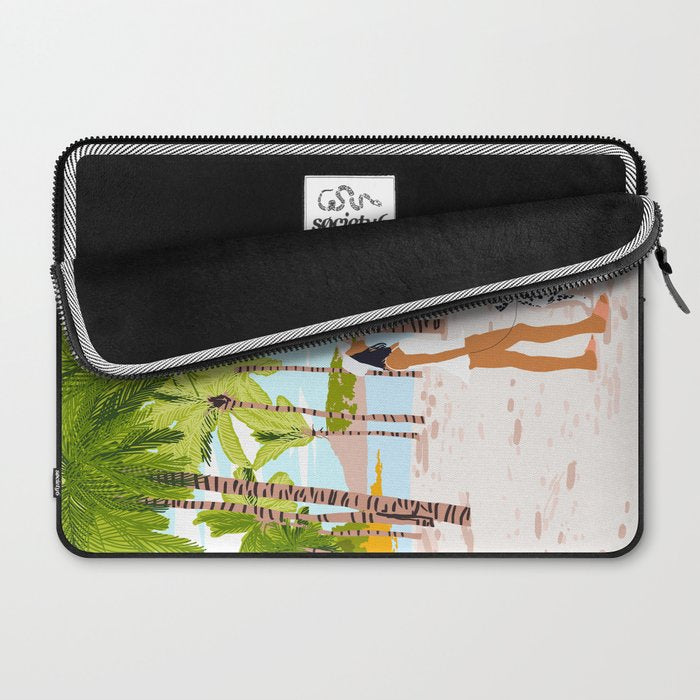 The Happy Spots, Dalmatian Dog Pets, Bohemian Woman Beach Tropical Palm Fashion Illustration Laptop Sleeve Gallery Image 2
