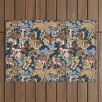 Colorful Dark Forest Animals B Outdoor Rug Gallery Image 1