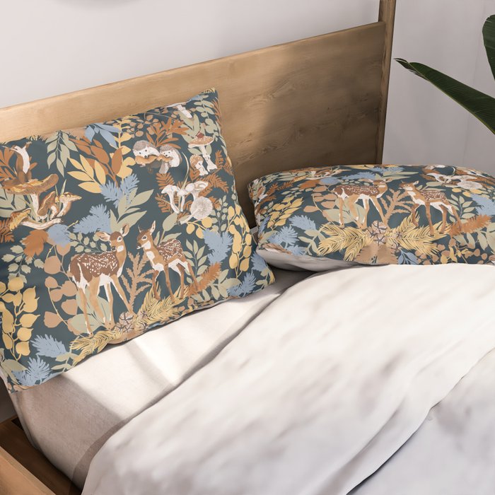 Colorful Dark Forest Animals B Pillow Sham Gallery Image 2