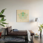 Sacred Lotus Mandala - Turquoise & Gold Palette Wood Wall Art Gallery Image 2