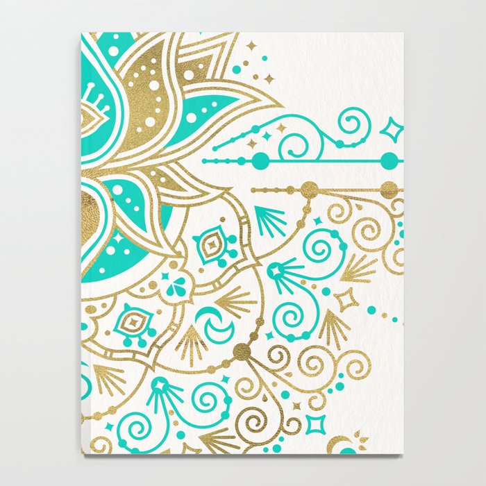 Sacred Lotus Mandala - Turquoise & Gold Palette Notebook Gallery Image 4