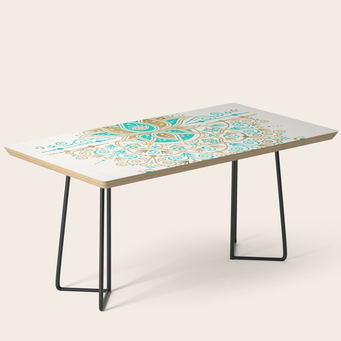 Sacred Lotus Mandala - Turquoise & Gold Palette Coffee Table Gallery Image 1