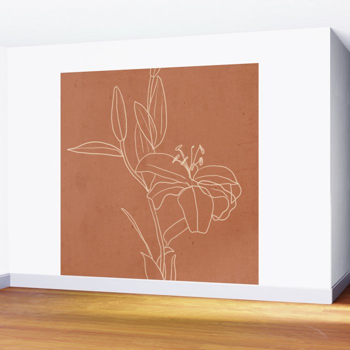  Lily Flower Line Drawing 2 Wall Mural Gallery Image 2