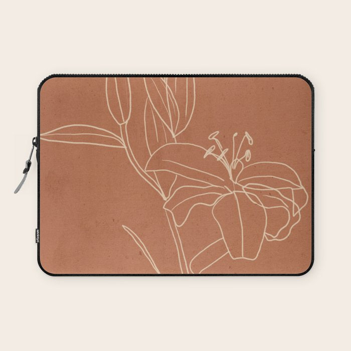  Lily Flower Line Drawing 2 Laptop Sleeve Gallery Image 1