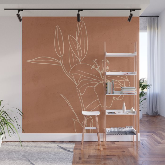  Lily Flower Line Drawing 2 Wall Mural Gallery Image 1