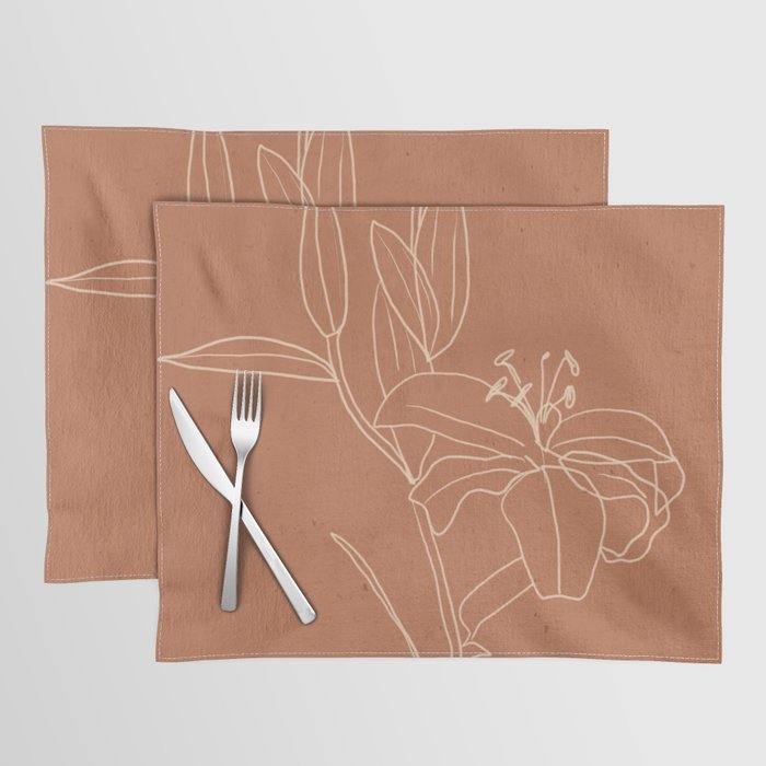  Lily Flower Line Drawing 2 Placemat Gallery Image 1