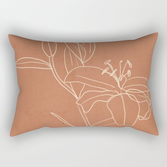  Lily Flower Line Drawing 2 Rectangular Pillow Gallery Image 1