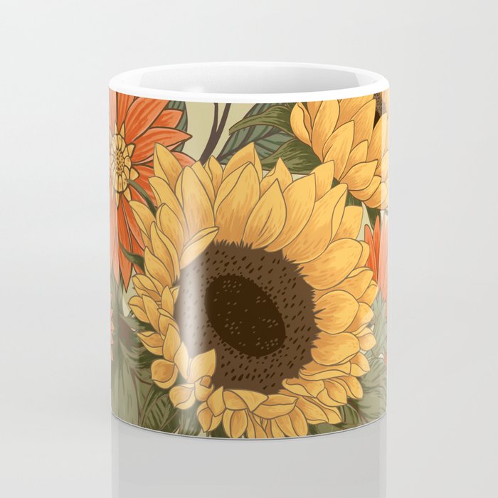 Sunflowers - Tranquill Green Coffee Mug Gallery Image 4