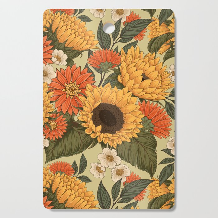 Sunflowers - Tranquill Green Cutting Board Gallery Image 1