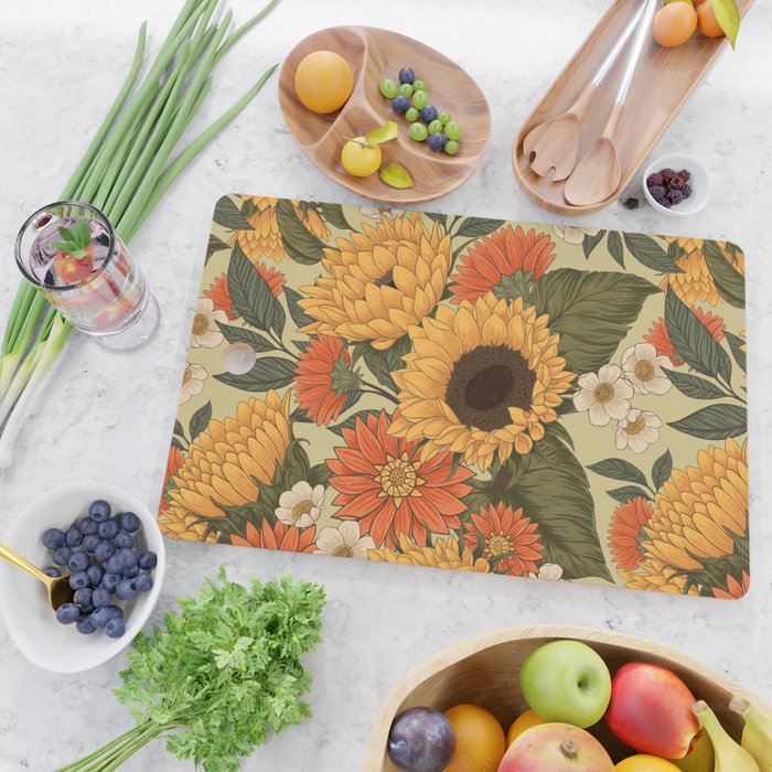 Sunflowers - Tranquill Green Cutting Board Gallery Image 2