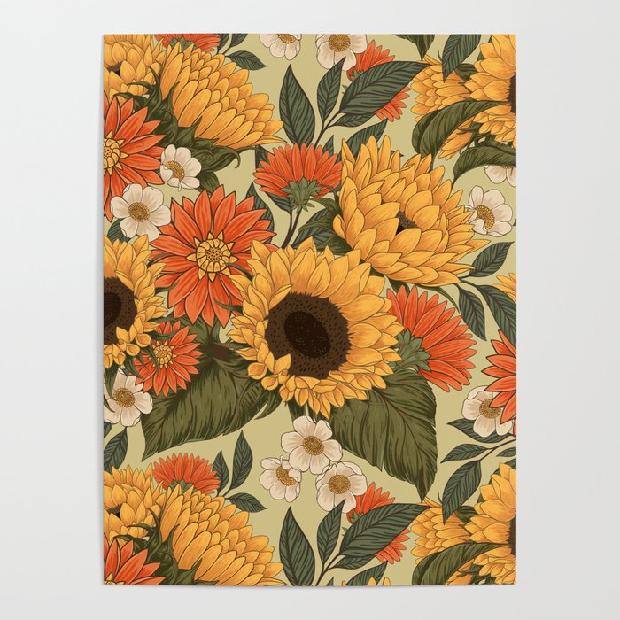 Sunflowers - Tranquill Green Poster Gallery Image 4