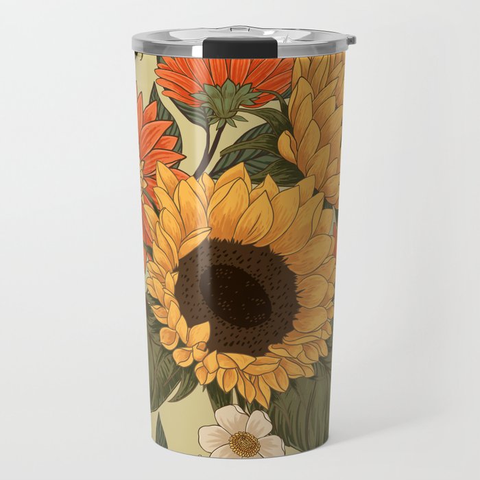 Sunflowers - Tranquill Green Travel Mug Gallery Image 1