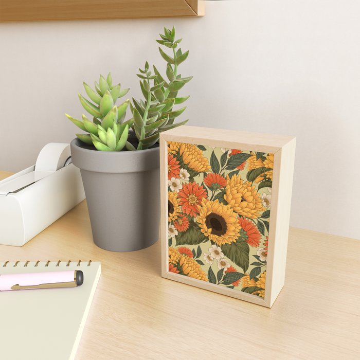 Sunflowers - Tranquill Green Mini Art Print Gallery Image 2