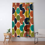 Atomic Dots Pattern in Mid Mod Teal, Orange, Olive, Blue, Mustard, and Beige Window Curtain Gallery Image 5