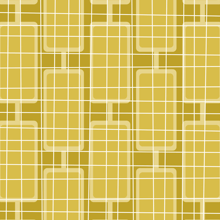 Mid Century Modern Woven Link Pattern in Olive Yellow and White Coffee Mug Gallery Image 2