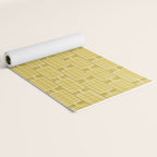 Mid Century Modern Woven Link Pattern in Olive Yellow and White Yoga Mat Gallery Image 2