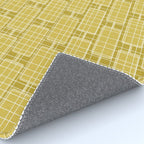 Mid Century Modern Woven Link Pattern in Olive Yellow and White Rug Gallery Image 4