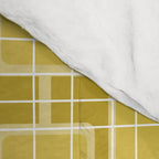 Mid Century Modern Woven Link Pattern in Olive Yellow and White Comforter Gallery Image 4