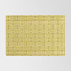 Mid Century Modern Woven Link Pattern in Olive Yellow and White Rug Gallery Image 2